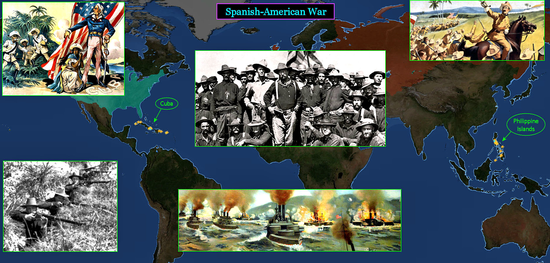 Spanish American War, 1898 map